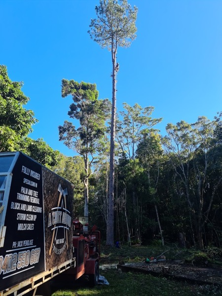 The A Cutt Above truck deep in the forest on a job